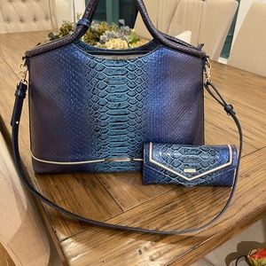 Brahmin Elaine Satchel in Sapphire Blue